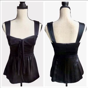 Nanette Lepore Tie-Front Silk Peplum Tank Top